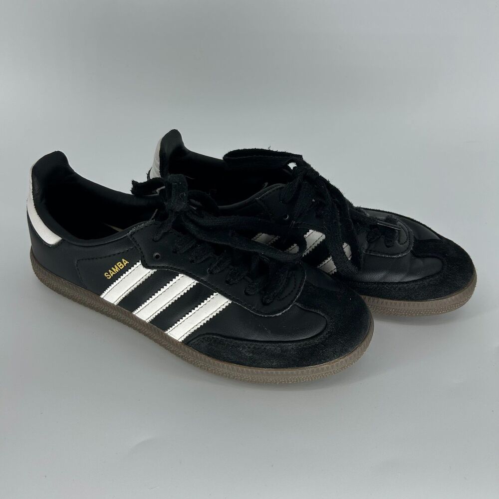 Adidas Samba OG Mens Size 5.5 Low Sneakers Black White Gum Leather Shoes B75807
